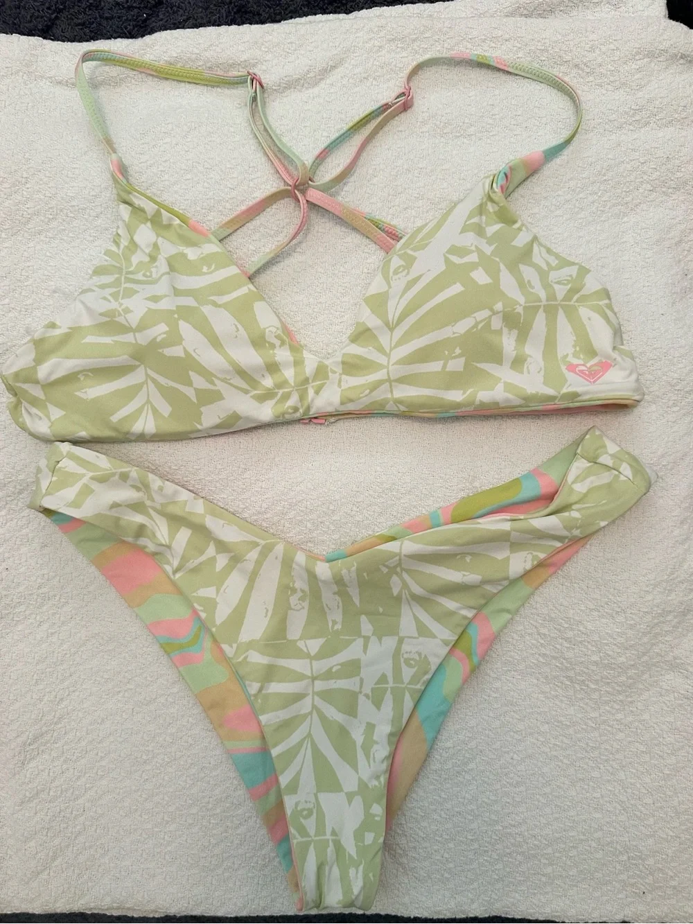 ROXY Reversible Bikini Set Tropics Hype Pastel Ambrosia Swirl, M/L